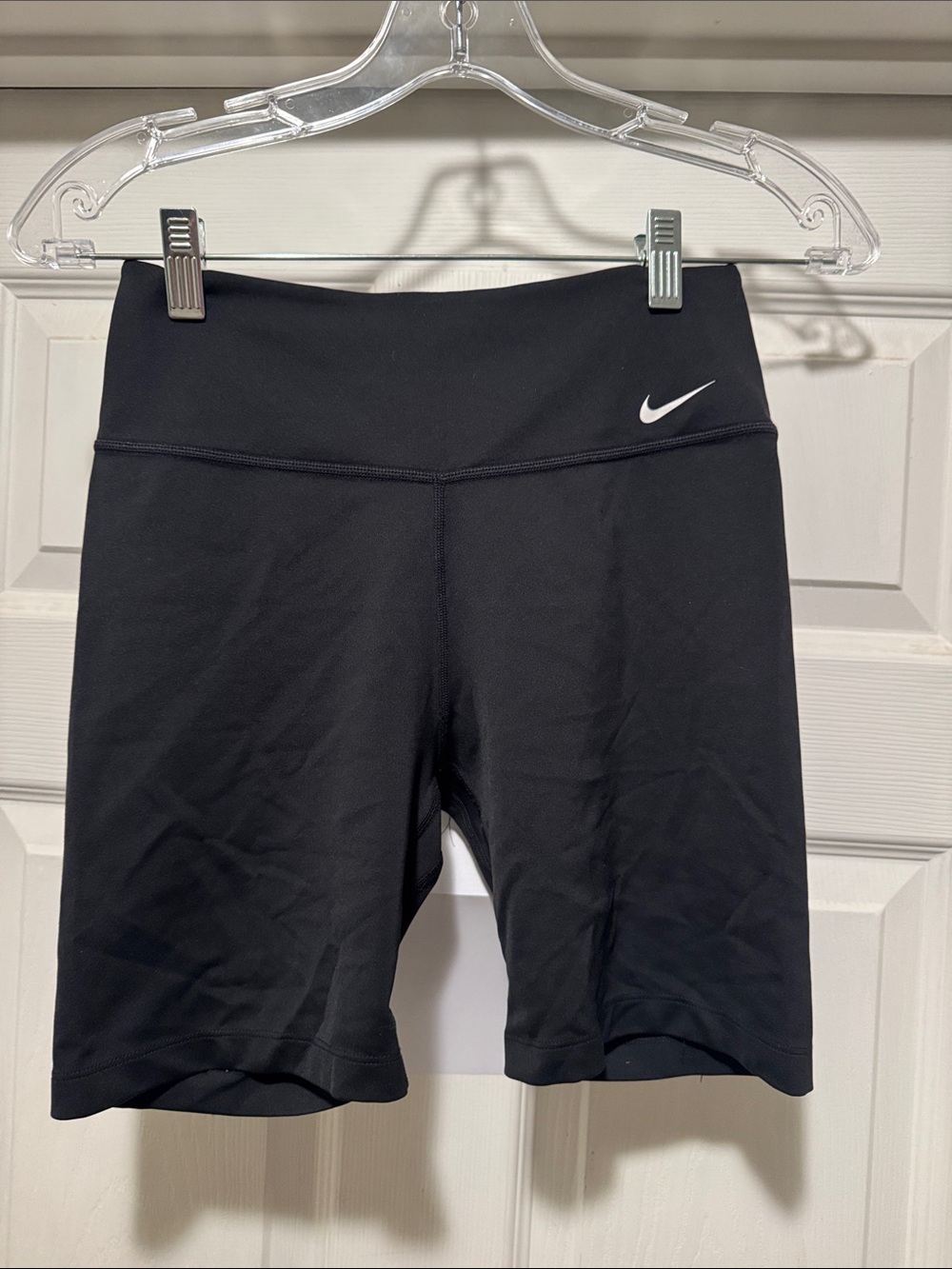 Nike Women's Black High-Rise Bike Shorts with Swoosh - Picture 2 of 4